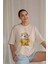 Kadın Camel Sütlü Kahve Basic Düz Baskılı Oversize Salas Boyfriend T-Shirt 4