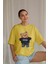 Kadın Camel Sütlü Kahve Basic Düz Baskılı Oversize Salas Boyfriend T-Shirt 4