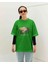 Süprem T-Shirt Yeşil Baskılı Oversize Bisiklet Yaka Kısa Kol T-Shirt 3