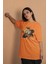 Baskılı Turuncu Oversize Unisex Tshirt 3