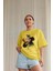 Kadın Lila Teddy Baskılı Oversize T-Shirt 3