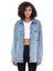 Mesfeno Kadın Gömlek Ceket, Oversize Kesim Kalın Kumaş, 2 Cep Detaylı, %100 Pamuk, Metal Düğmeli Mavi Denim Denim 1