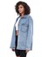 Mesfeno Kadın Gömlek Ceket, Oversize Kesim Kalın Kumaş, 2 Cep Detaylı, %100 Pamuk, Metal Düğmeli Mavi Denim Denim 3