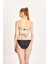 Kadın Siyah Beyaz Desenli Tek Omuz Halka Aksesuarlı Ip Bağlamalı Bikini Takımı 24S122ST 5