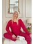Bordo Mini Puan Desenli Bambu Uzun Kol Kadın Pijama Takımı 3