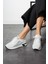 Luminita Kadın Sneakers Bağcıklı Triko Dokumalı Yandan Taşlı Spor Ayakkabı Beyaz 1