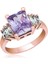 Gümüş Lila Baget Taşlı Rose Bayan Yüzük 1