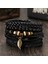 BR22Y0225 Trendy Örgülü Wrap Deri Bilezik Erkekler Vintage Çapraz Dambıl Gitar Charm Ahşap Boncuklar Erkek Bilekliği Takı Pulsera Hombre (Yurt Dışından) 4