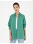 Kadın Yeşil Oversize Keten Gömlek 50286968-VR054 1