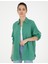 Kadın Yeşil Oversize Keten Gömlek 50286968-VR054 3