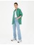 Kadın Yeşil Oversize Keten Gömlek 50286968-VR054 4