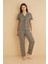 Dreamy Bambu Kumaş Leopar Desenli Kısa Kollu Gömlek Pijama Takımı 2