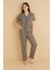 Dreamy Bambu Kumaş Leopar Desenli Kısa Kollu Gömlek Pijama Takımı 4