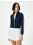 Fermuarlı Sweatshirt Crop Dik Yaka Uzun Kollu Çizgili 3