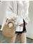 Bej Tarzı El Yapımı Yarım Yuvarlak Rattan Dokuma Hasır Çanta Yaz Kadın Messenger Crossbody Çanta Kızlar Küçük Plaj Çanta (Yurt Dışından) 2