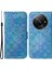 Xiaomi Redmi Için A3 Pu Deri Kılıf Çizilmez Göz Kamaştırıcı Çiçek Desenli Telefon Koruyucu-Mavi (Yurt Dışından) 1
