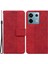 Xiaomi Poco X6 5g Deri Flip Telefon Kılıfı Cüzdan Kapak Geometri Desen-Kırmızı (Yurt Dışından) 1