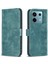 Xiaomi Poco M6 Pro 4g Deri Kılıf Tpu Iç Kabuk Izgara Desenli Flip Telefon Kapağı Için-Yeşil (Yurt Dışından) 1