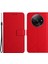 Xiaomi Redmi A3 Kılıf Eşkenar Dörtgen Desenli Pu Deri Folyo Telefon Kapağı-Kırmızı (Yurt Dışından) 1