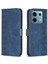 Xiaomi Poco X6 5g Deri Kılıf Izgara Desenli Folyo Cüzdan Telefon Kapağı-Mavi (Yurt Dışından) 1