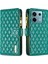 Xiaomi Poco X6 5g Fermuarlı Cep Kılıfı Deri Eşkenar Dörtgen Telefon Kapağı-Yeşil (Yurt Dışından) 1