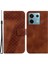 Xiaomi Poco X6 5g Standlı Kart Yuvaları Kılıfı 7 Şekilli Desen Pu Deri Telefon Kapağı-Kahverengi (Yurt Dışından) 1