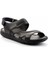Siyah Hakiki Deri Erkek Sandalet E05437181303 2