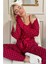 Bordo Mini Puan Desenli Bambu Sabahlıklı Kadın Pijama Takımı 1