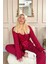 Bordo Mini Puan Desenli Bambu Sabahlıklı Kadın Pijama Takımı 2
