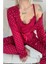 Bordo Mini Puan Desenli Bambu Sabahlıklı Kadın Pijama Takımı 5
