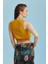 Lastikli Kolsuz Degaje Yaka Şık Crop Bluz 4