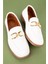 Deri Kadın Köşeli Burun Loafer ESL.B06 - Beyaz - 36 4