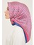 Lacivert - Şeker Pembe Geometrik Desen Tivil İpek Eşarp 9151 - 03 7