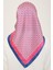 Lacivert - Şeker Pembe Geometrik Desen Tivil İpek Eşarp 9151 - 03 8