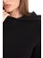 Kadın Siyah Kapüşonlu 3 Iplik Şardonlu Polarlı Reglan Kol SWEATSHIRTS-103 2