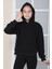 Kız Çocuk Siyah Baskısız Kapüşonlu Sweatshirt S302Syh 3