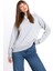 Kadın Gri Kapüşonlu 3 Iplik Şardonsuz Polarsız Reglan Kol Sweatshirt S-104 1