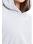Kadın Gri Kapüşonlu 3 Iplik Şardonsuz Polarsız Reglan Kol Sweatshirt S-104 2