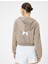Crop Fermuarlı Sweatshirt Kapüşonlu Cep Detaylı Baskılı Pamuklu 4