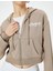 Crop Fermuarlı Sweatshirt Kapüşonlu Cep Detaylı Baskılı Pamuklu 5