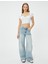 Kalp Yaka Crop Tişört Ribanalı Kısa Kollu Slim Fit 2
