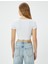 Kalp Yaka Crop Tişört Ribanalı Kısa Kollu Slim Fit 4