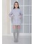 Kız Çocuk Gri Kapüşonlu 3 Iplik Şardonlu Polarlı Reglan Kol Elbise S-303GRİ 1