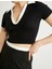 Polo Yaka Crop Tişört Renk Kontrastlı Kısa Kollu Slim Fit 5