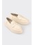 Ekru Deri Kadın Loafer 2