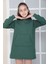 Kız Çocuk Yeşil Kapüşonlu 3 Iplik Şardonlu Polarlı Reglan Kol Elbise S-303YEŞİL 2