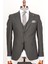 Erkek Slim Fit Çizgili Yelekli Siyah Takım Elbise 2