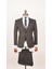 Erkek Slim Fit Petekli Kumaş Antrasit Yelekli Takım Elbise 1