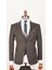 Erkek Slim Fit Petekli Kumaş Antrasit Yelekli Takım Elbise 2
