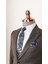 Erkek Slim Fit Petekli Kumaş Antrasit Yelekli Takım Elbise 4